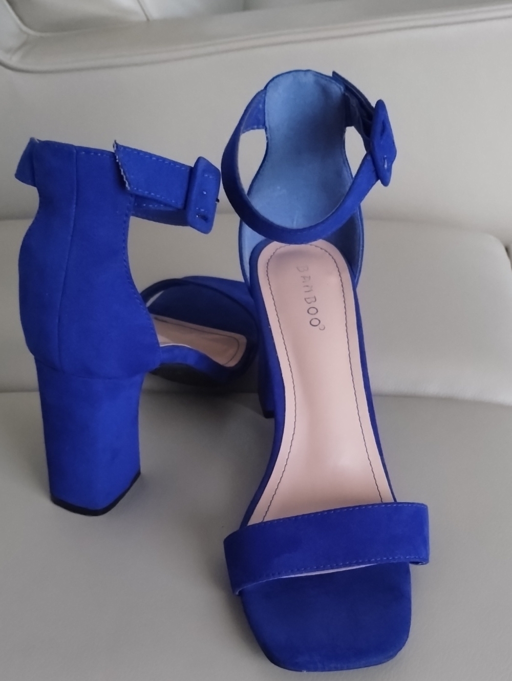 Bamboo Women's Cobalt Blue Block Heel Sandals - Ankle Strap Size 9